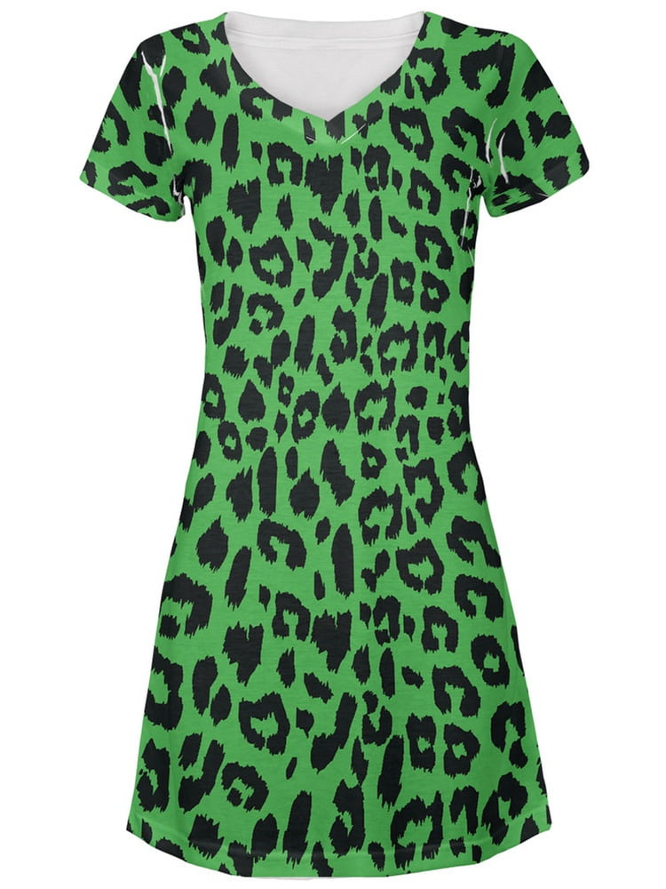 green cheetah dress