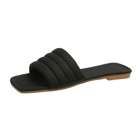 

zuwimk Sandals For Women Women s Summer Active Comfort Thick Top Sole Thong Braided Bounce Flip Flops Black
