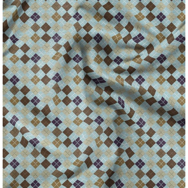 Soimoi Rayon Fabric Argyle Check Printed Fabric 1 Yard 42 Inch Wide