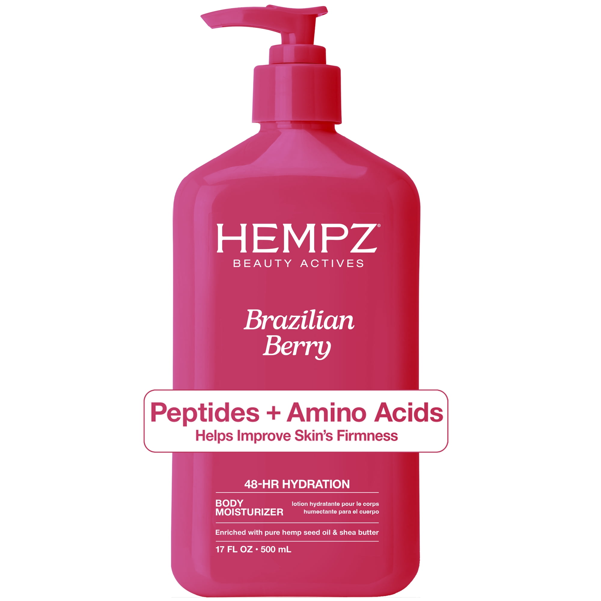 Hempz Beauty Actives Skin Firming Body Lotion with Peptides, Brazilian Berry, 17 fl oz