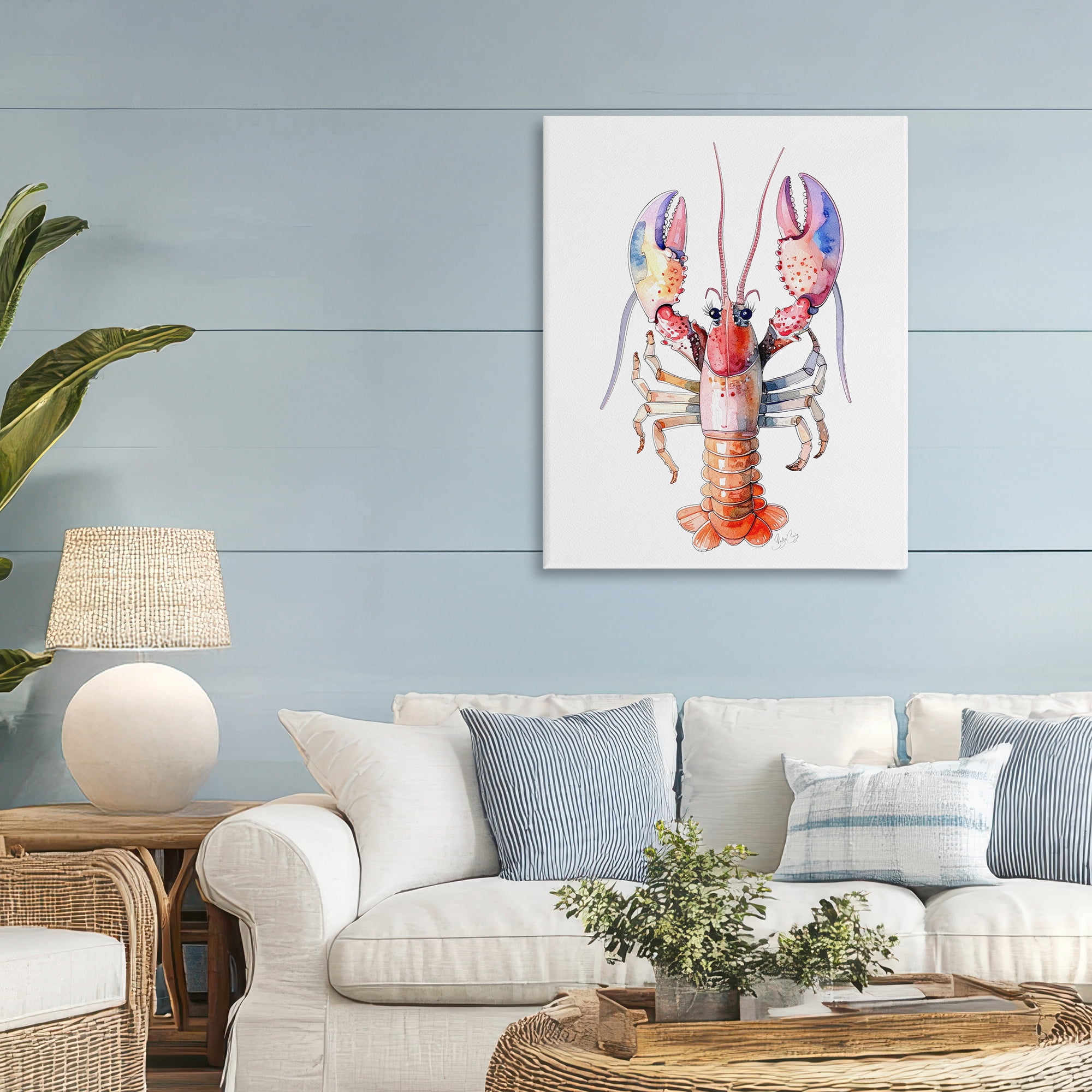 Stupell Industries Coral Claw Lobster Canvas Wall Art, design by Shelly Craig