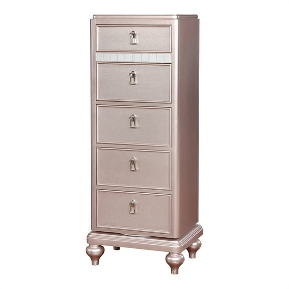 Furniture of America Appell Wood Swivel Chest with Mirror in Rose Gold