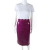 Pre-owned|Escada Margaretha Ley Womens Leather Front Zipped Slit Pencil Skirt Pink EU 36