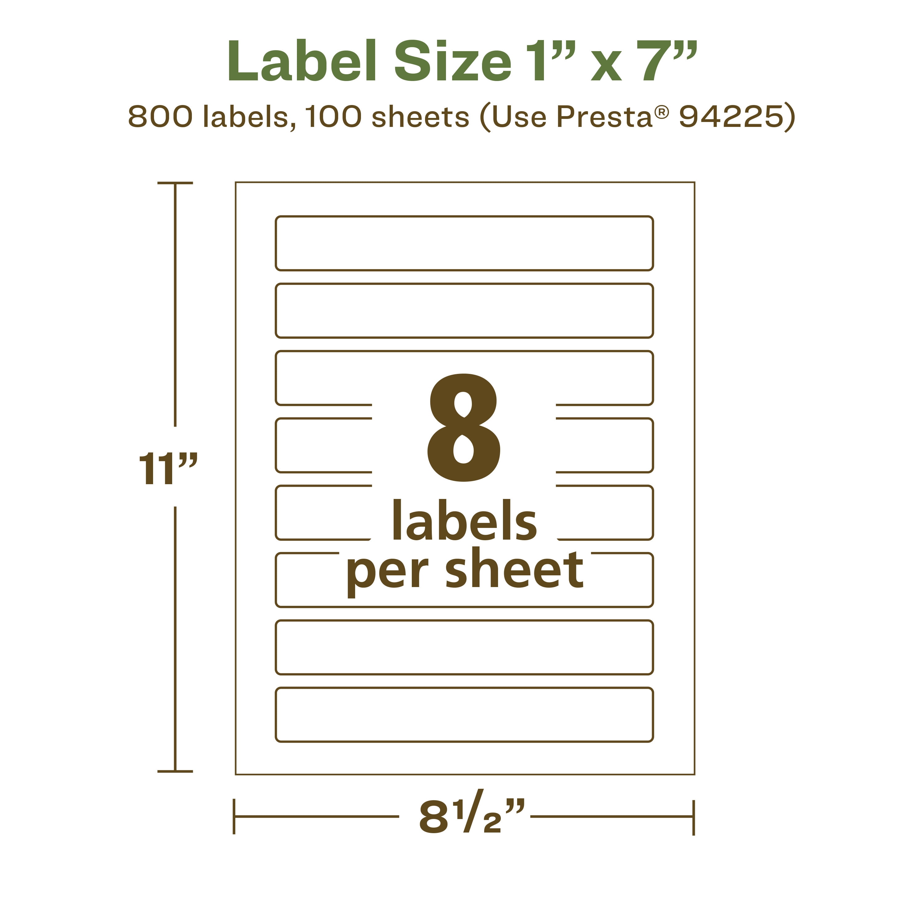 Avery EcoFriendly Rectangle Labels, 1" x 7", 800ct