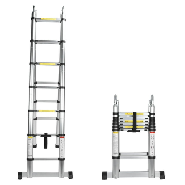 Workshop 4.4M Aluminium Alloy Telescopic Ladder Foldable Multi-Purpose Extension Ladder 150Kg Holding Capacity