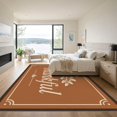 thumbnail image 3 of ODIKA 9'x12' Washable Area Rug Low Pile, Flatwoven, Warm Brown Thankful Leaf Design Elegant with Botanical Accents for Great Room, Indoor Concept, Large Living, 3 of 7