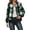Green, variant on Brushed Plaid Zip Up Bomber Jacket for Women, Ribbed Collar Long Sleeve, Casual Commuter Fall Outerwear, 1 Piece, S-XXL, Plus Size Friendly