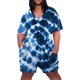 thumbnail image 3 of Gibobby pantalones deportivos Mono informal de manga corta de talla grande con cuello en V para mujer, pantalones cortos de pierna ancha de verano, mono estampado de con bolsi(Azul， XXXL), 3 of 5