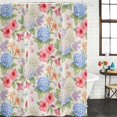 thumbnail image 2 of Beige Blue Hydrangea Bathroom Shower Curtains with 12 Hooks Waterproof Shower Curtain for Stalls and Bathtubs Farmhouse Floral Botanical Burlap Decorative Bathroom Privacy Curtain 72x72 Inches, 2 of 9