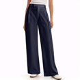 thumbnail image 2 of vigerkar Women Wide Leg Pants High Waisted Dressy Work Trousers Business Casual Palazzo Pants with Pockets 2025 Navy, S, 2 of 6