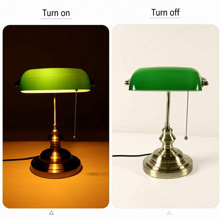 YANSUN Green Glass Bankers Desk Lamp, UL Listed, Antique Desk