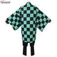 thumbnail image 4 of Disfraz de Kamado Tanjirou para adultos y niños, peluca, zapatos, kimono, capa verde, pendientes, tatuajes adhesivos, 4 of 5