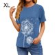 thumbnail image 1 of Camisa de manga corta Sonducket con estampado de dientes de león para mujer azul claro XL, 1 of 6