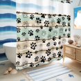 thumbnail image 5 of No Hook Shower Curtain with Built-in Rings - Farmhouse Vintage Washable Waterproof Fabric Bathroom Curtains for Hotel,Rentals, 72 X 72 Inch Long , Pet Dog Paws Wood Texture Green, 5 of 9
