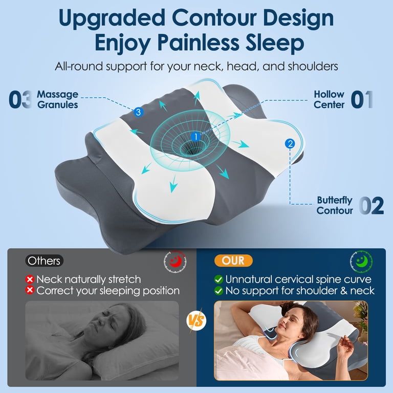DONAMA Cervical Memory Foam Pillow, Gray and White photo 2