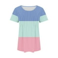 thumbnail image 3 of ZyeKqe Womens Tunic Tops Casual Summer Crew Neck Short Sleeve Tshirts Color Block Loose Fitted Blouses, 3 of 5