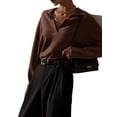 thumbnail image 2 of Women'S V Neck Long Sleeve Sweaters Dressy Casual Business Basic Knit Pullover Top Dark Brown One size, 2 of 8