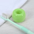 thumbnail image 2 of Unique Bargains Round Mini Ceramic Toothbrush Holder Light Green 1.65"x1.18" Electric Toothbrush Holder for Bathroom, 2 of 8