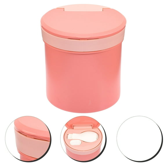 HEMOTON  Microwave Soup Mug with Lid Microwaveable Cup Mugs Handles Container Travel Student Pink