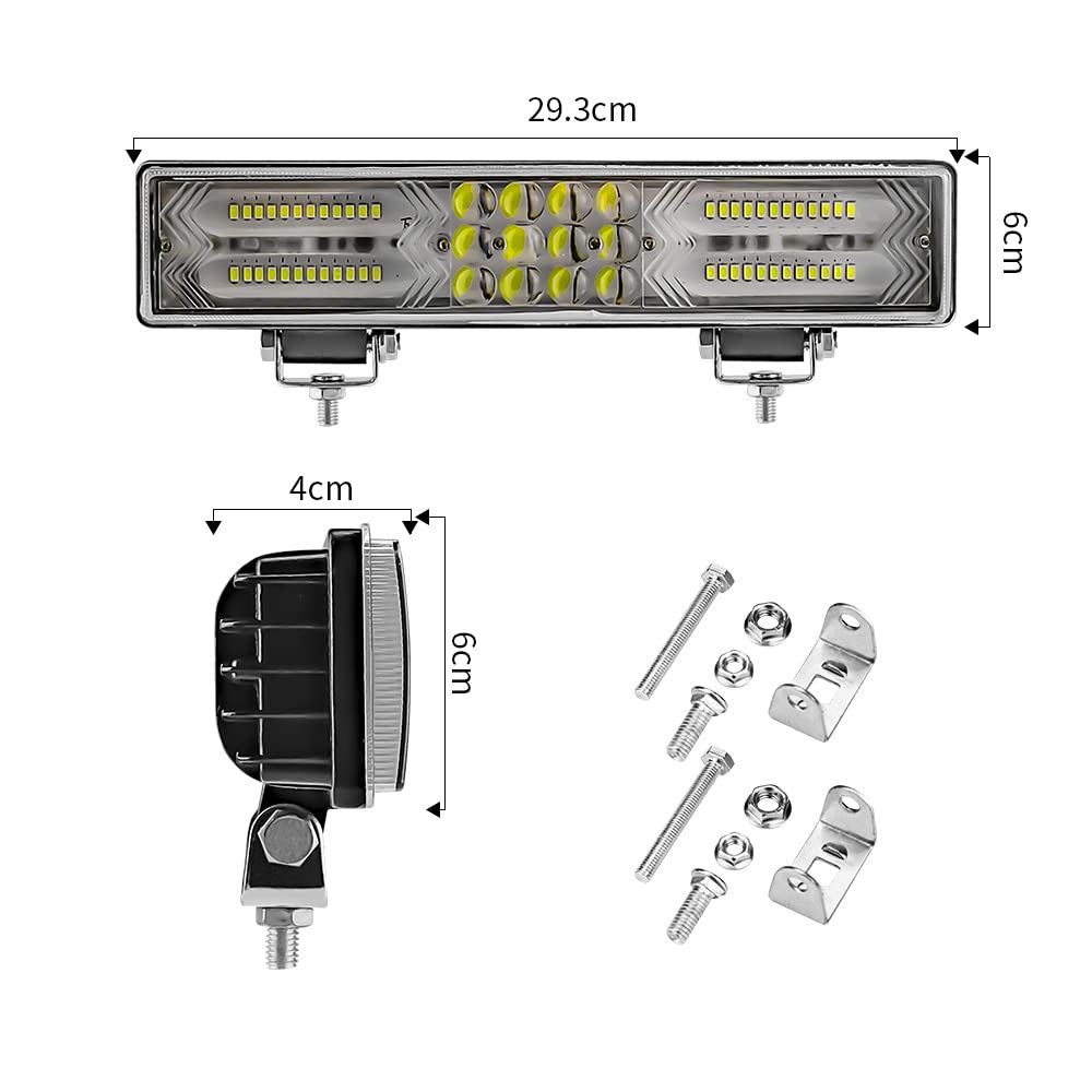 AUBEAMTO 2Pcs x 12 DHF10 Inch Led Bar Pod with 4D Lens, Spot&Flood ...