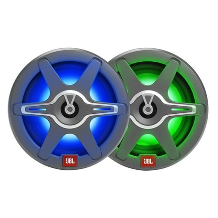 JBL Club Marine 6.5" 225 Watt Peak Power 2-Way High-Performance Marine Audio Speakers with RGB LED Illumination (White and Grey Grilles)