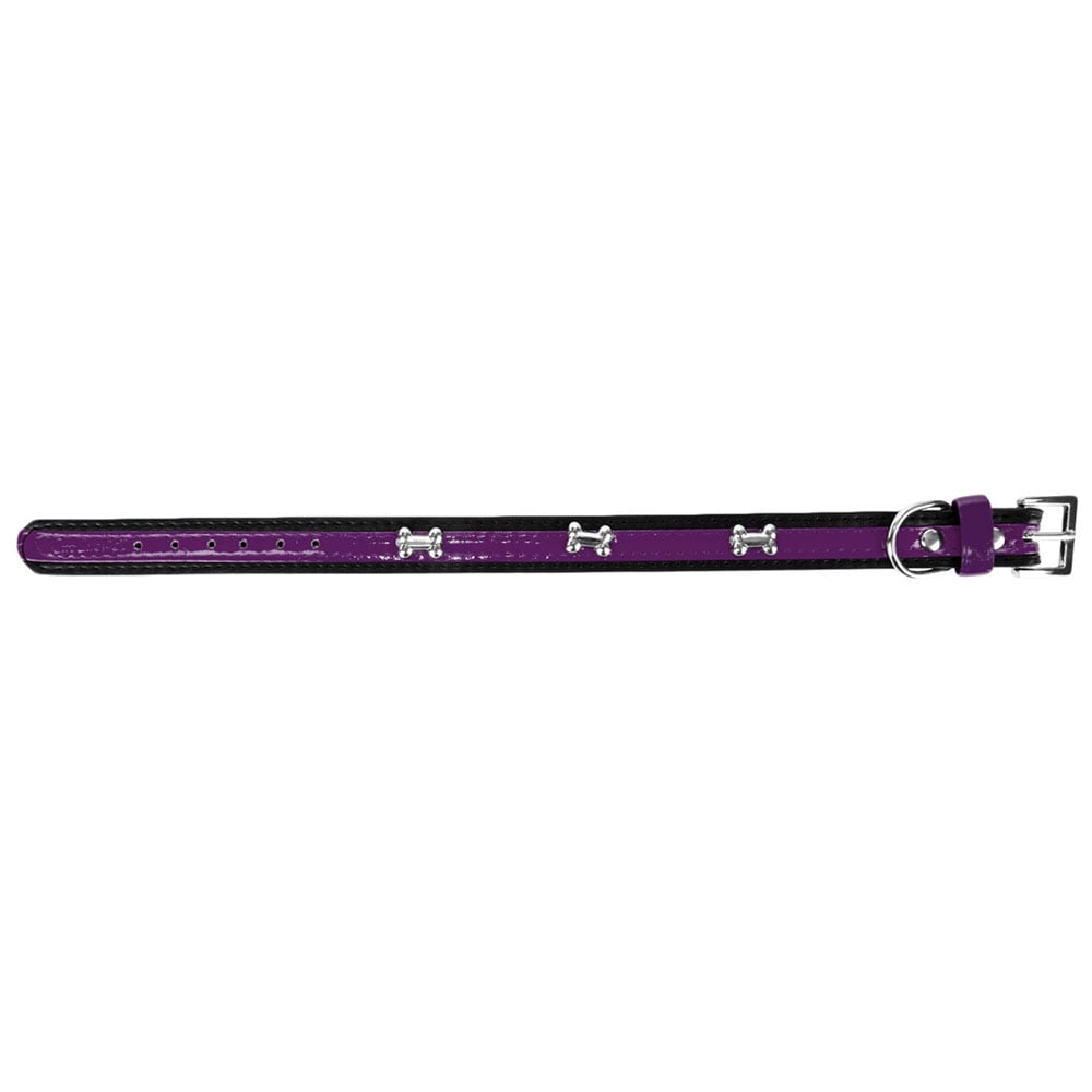CueCue Pet Bone Fashion Dog Collar, Purple, M (2 Pack)