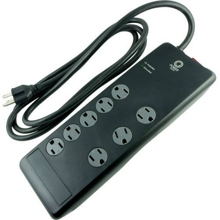 Power Gear 8-Outlet Advanced Power Strip Surge Protector, 7ft. Power Cord, Black,