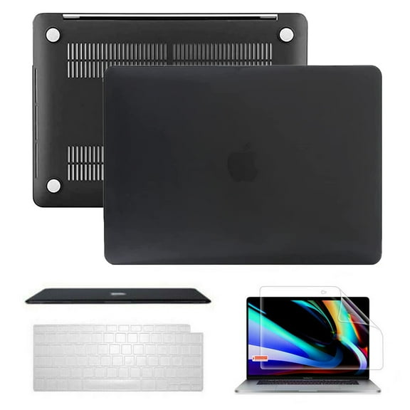 IC ICLOVER 3 in 1 Plastic Hard Shell Case   Keyboard Cover   Screen Protector for MacBook Air 13 inch 2020 Release A2337 M1 A2179 with Retina Display Touch ID, Black