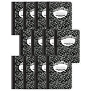 Composition Book Notebook - Hardcover, College Ruled (9/32-inch), 100 Sheet, One Subject, 9.75" x 7.5", Black Cover-12 Pack