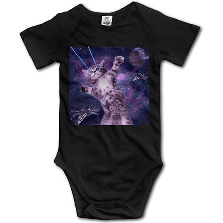

Baby Onesie Laser Beam Space Cat Short Sleeve Unisex