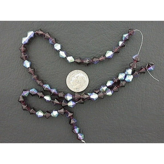 6mm Amethyst BiCone AB Glass Bead Strand