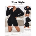 thumbnail image 6 of Xuanfei Women Solid Color Hooded Zipper Up Side Pockets Long Sleeve Slim Fit Short Fuzzy Jumpsuits, 6 of 6