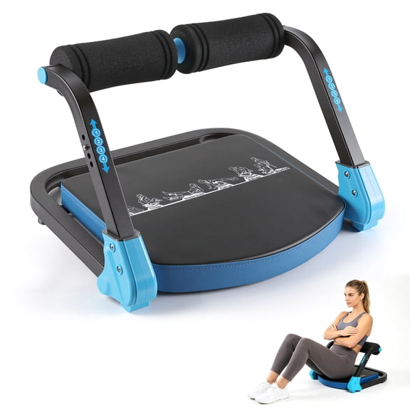 Ab Machine, Sit Up Exercise Equipment, Ab Workout Equipment with 4 Adjustable Resistance, Ab Trainer for Stomach Workout with 330 LBS Weight Capacity, Foldable Ab Crunch Machine for Home Gym-Blue
