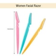 thumbnail image 2 of 36 Pieces Eyebrow Razor Multipurpose Exfoliating Dermaplaning Tool Eyebrow Shaper Face Razor for Women Man With Precision Cover (Pink, Blue, Yellow), 2 of 5