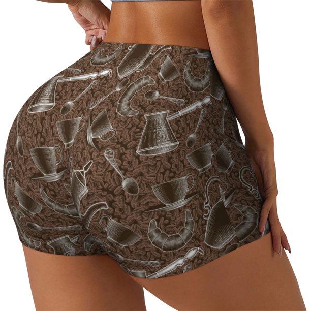 Fotbe Coffee pots Shorts Sin Costuras – Shorts Deportivos de Cintura Alta para Mujer, Elásticos para Gimnasio, Yoga, Running o Ciclismo-X-Large