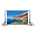 thumbnail image 3 of ABPHOTO 7x5ft Photography Backdrop Seaside Old Harbor of Ammoudi Greece Coast Blue Sky Flowers Boat Travel Photo Background Backdrops, 3 of 4