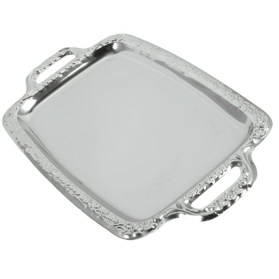 ACDANC Multi-purpose Serving Tray Kitchen Platters for Party Food Oblong Silver