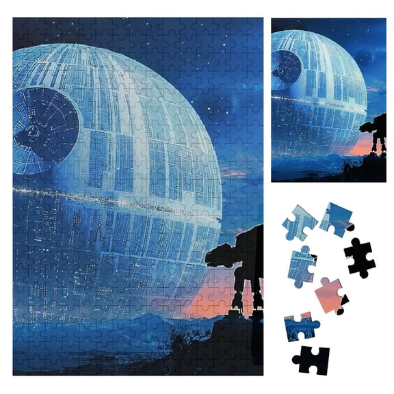 Sheronv Death Star Dog Sci-fi Wooden Jigsaw Puzzle Vertical Impossible Wooden Puzzles Family Friends Gift 300PCS