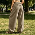 thumbnail image 5 of Bxsruta Womens Cargo Pants Wide Leg Baggy Joggers Drawstring Elastic Waist Casual Trousers with Pockets, 5 of 7