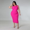 thumbnail image 4 of AURA Women Plus Size Sleeveless Bodycon Dress High Waist Midi Casual Elegant Summer Dress, 4 of 6