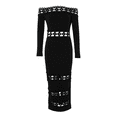 thumbnail image 4 of Vestido de manga larga sin hombros para mujer - Ropa sexy para salir, estilo campestre - Vestido de fiesta de poliéster con bajo acampanado, 4 of 5