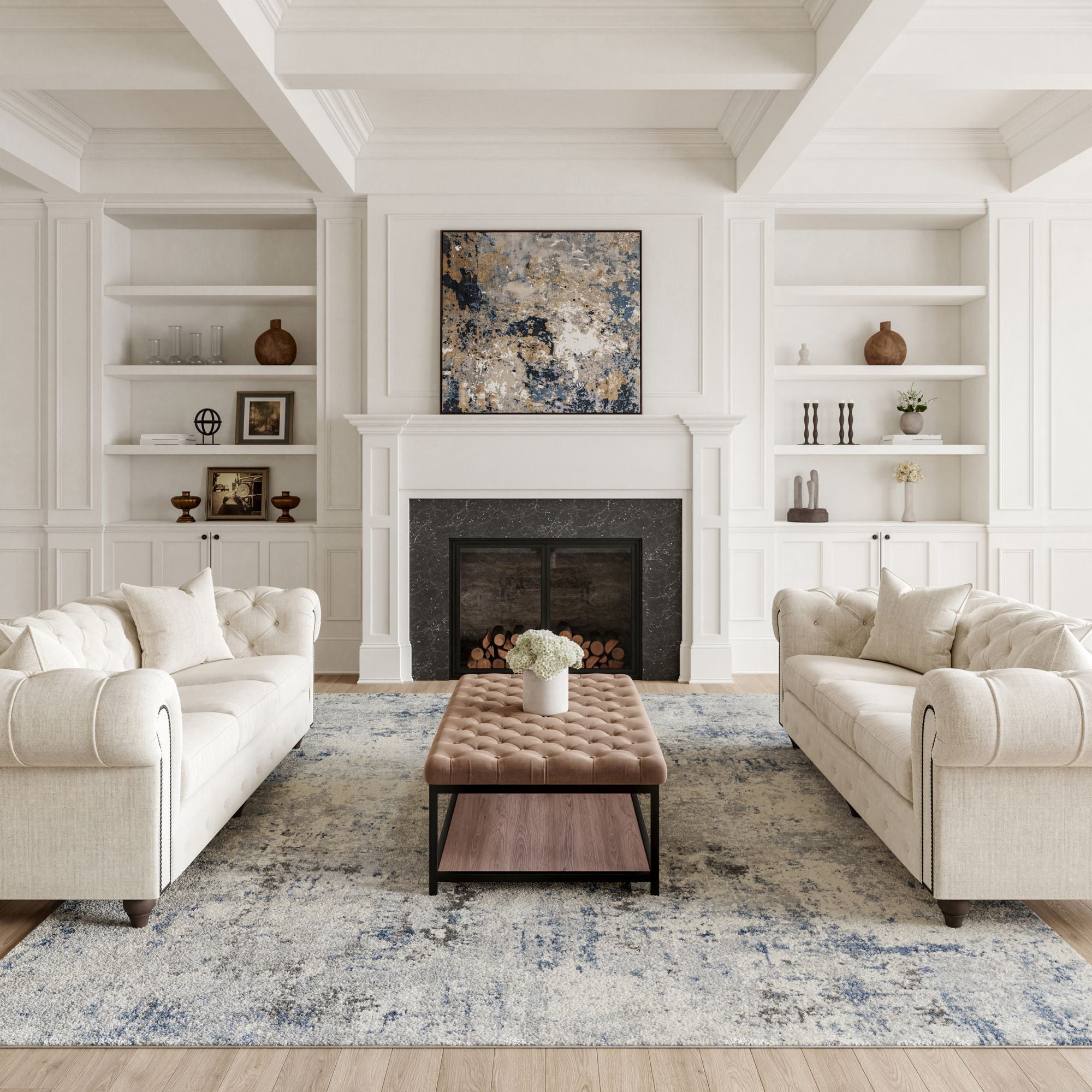 Nourison Rustic Textures Modern Indoor Area Rug Ivory/Grey/Blue 7'10" x 10'6"