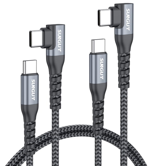 pannbo Right Angle USB C to C Cable 2 Pack 3FT 60W Fast Charging Braided 90 Degree Type C Data Cord for Samsung Galaxy S26 S25 S24 iPhone 17 16 15 iPad Pixel LG Laptop