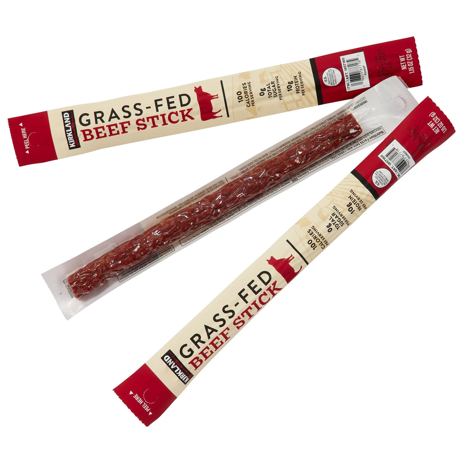 Kirkland Signature Grass-fed Beef Sticks, 1.15 Ounce (Pack of 12)