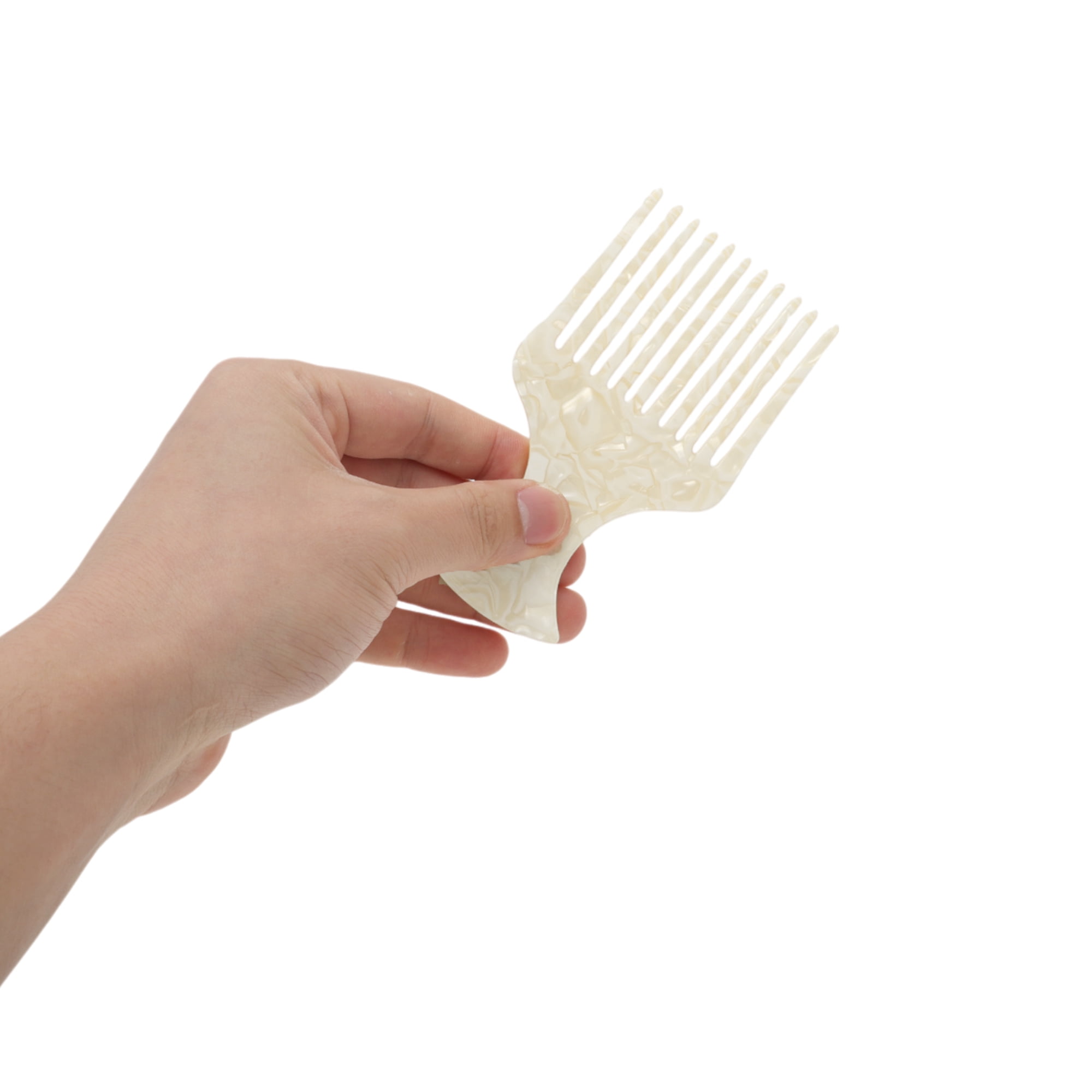 Unique Bargains 1 Pc Flat Handle Marble Hair Insert Comb for All Hair Types Beige