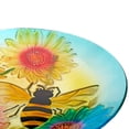 thumbnail image 5 of Alpine Corporation 18" Glass Birdbath w/ Flowers & Bee w/ Metal Stand, 5 of 13