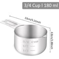 thumbnail image 3 of 3/4 Cup (180ml, 6oz) Stainless Steel Measuring Cups Measure Scoop for Cooking Baking Coffee, Dishwasher Safe, Metric and US Measurement, 3 of 7