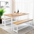 thumbnail image 5 of Cvortll Dining Table Set for 2, 43" Farmhouse Kitchen Table with 2 Wood Bench, 3-Pieces Rectangle Dinette Set for Dining Room, Breakfast Nooks, Small Space, 5 of 7