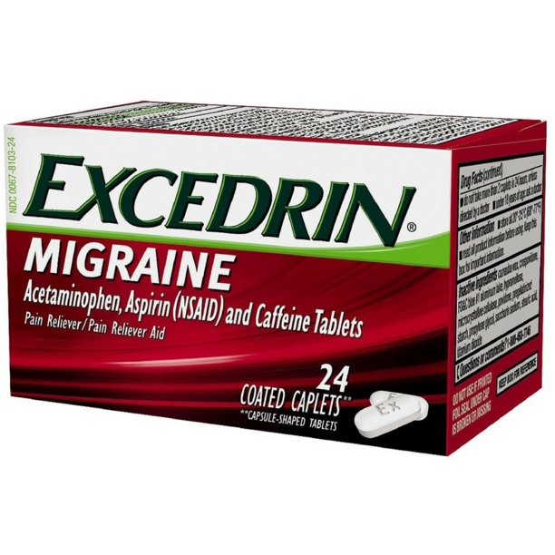 2 Pack Excedrin Migraine Pain Reliever Caplets 24 ea