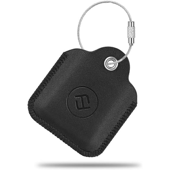 Fintie Genuine Leather Case for Tile Mate (2022/2020/2018/2016), Tile Pro (2020/2018), Tile Sport, Tile Style, Cube Pro Key Finder Phone Finder, Anti-Scratch Skin Cover with Keychain, Black